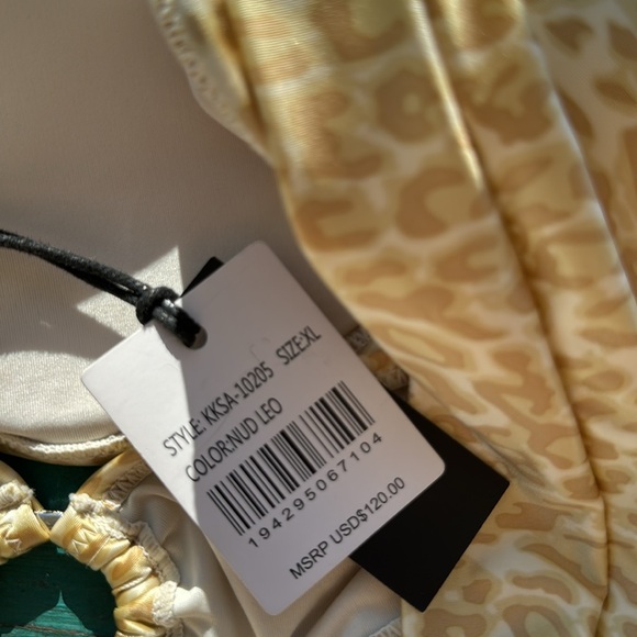 One Shoulder Gold Leopard Print Bikini Top NWT - Picture 7 of 7